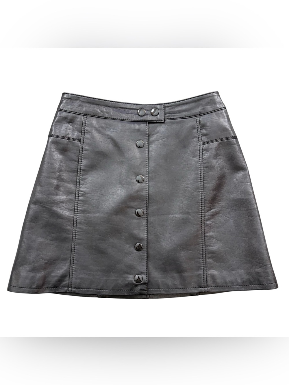 H&M Divided Button Front Faux Leather Skirt 2